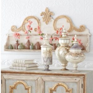 White & Gold Fleur De Les Wall Shelf