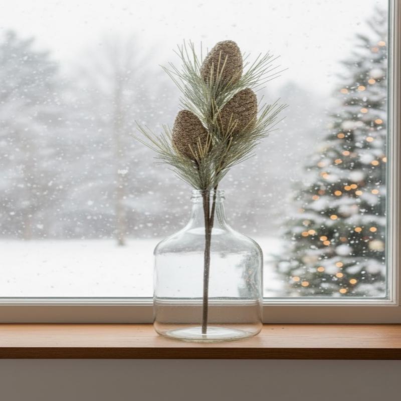 33" Gold Glitter Pinecones Spray