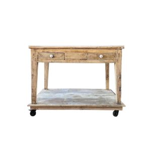 Bleached Reclaimed Wood Kitchen Island with Marble Top - More Coming Soon