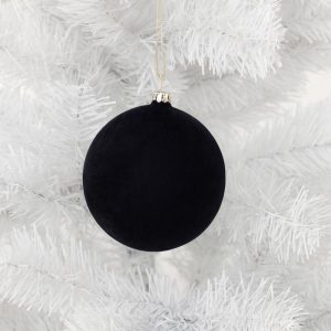 Cody Foster 4" Crushed Velvet Glass Christmas Ball - Midnight Blue