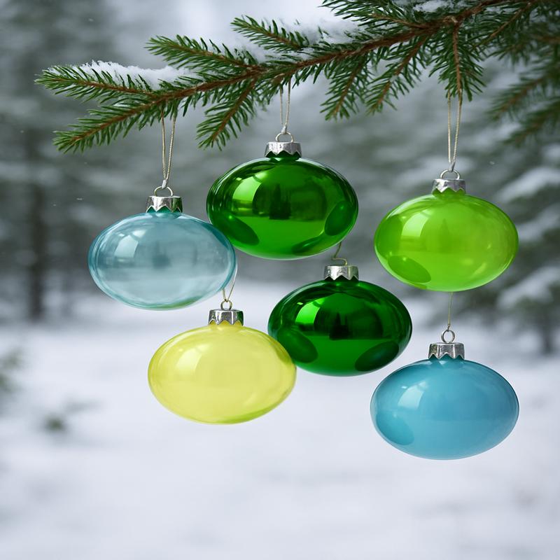 Cody Foster Set of 6 Different Hues 6" Glass Ornaments - Green