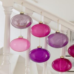 Cody Foster Set of 6 Different Hues 6" Glass Ornaments - Purple