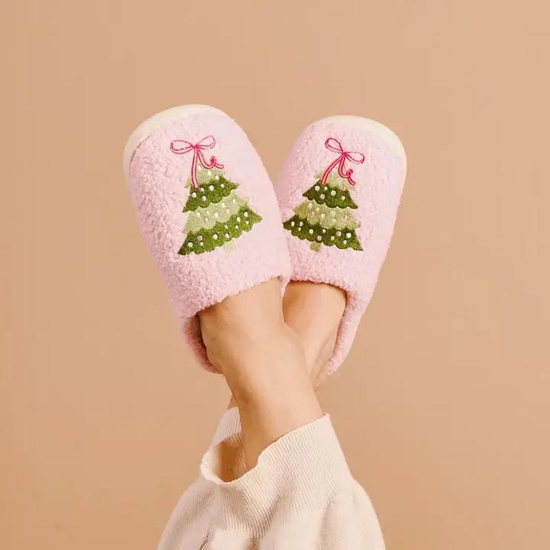 Fuzzy Twinkling Trees Slippers