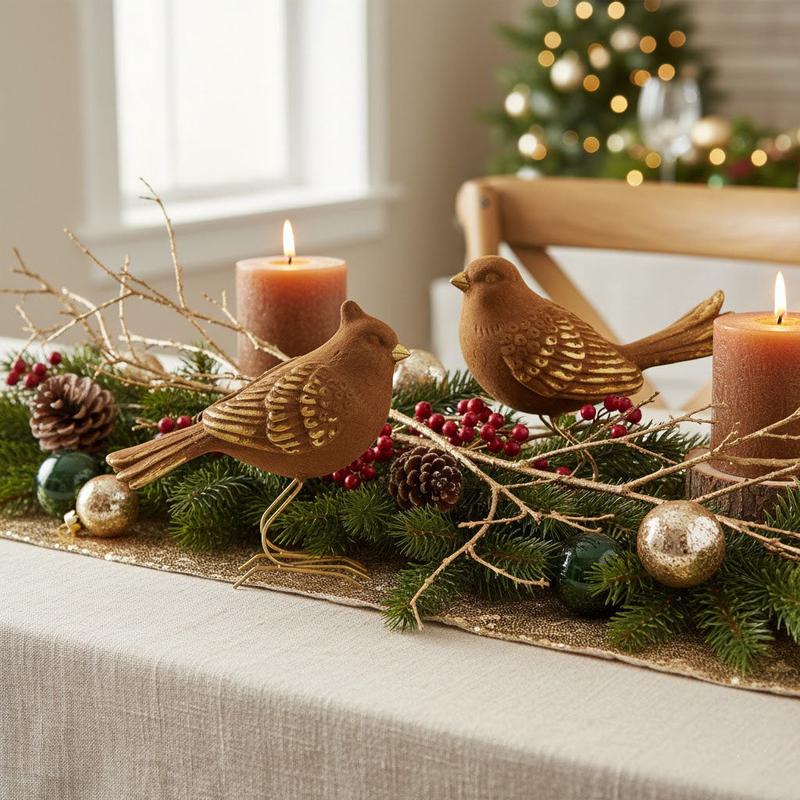 Gold Flocked Bird - Choose Style