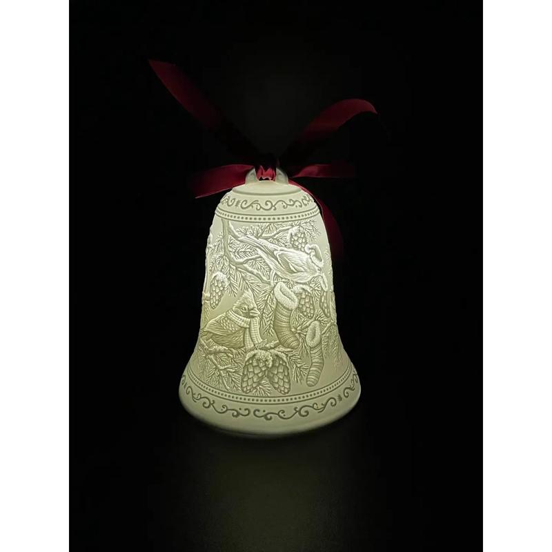 Luumii Lights Porcelain Bell Ornament - Birds Dressed For The Holiday