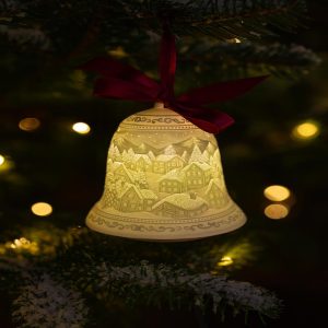 Luumii Lights Porcelain Bell Ornament - Christmas Village