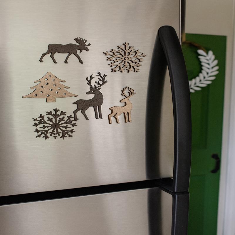 Set of 4 Holiday Magnets - Choose From Gold or Bronze Color