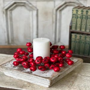 11" Red Keepsake Berry Candle Ring with 3.5" Inner