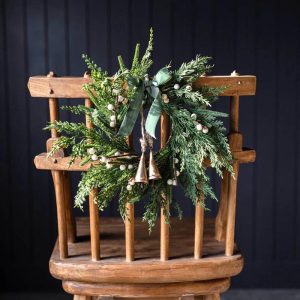 14" White Plum Berry Norfolk Cypress Real Touch Wreath