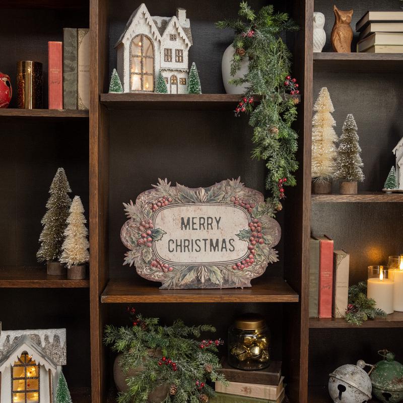 18.25" Weathered Merry Christmas Metal Sign