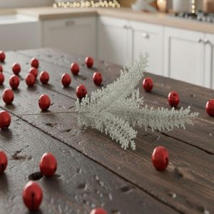 28" Snowy Green Leaf Stem