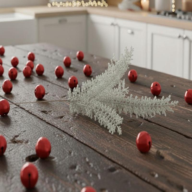 28" Snowy Green Leaf Stem