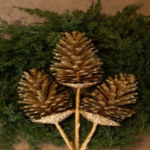 29" Gold Glittered Pinecone Stem