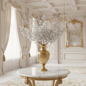 30" Glittered & Flocked White Berry Stem