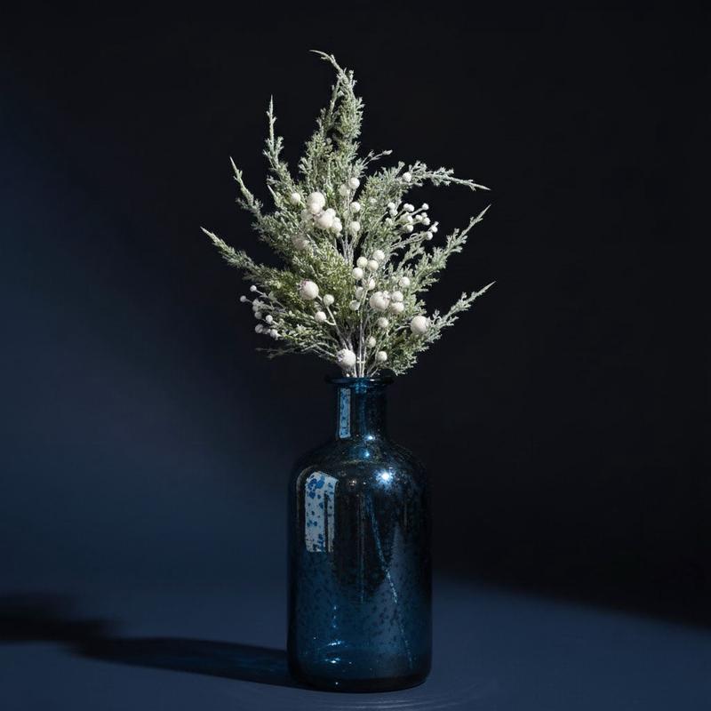 30" Snowy Cypress Pine Spray with Pearls