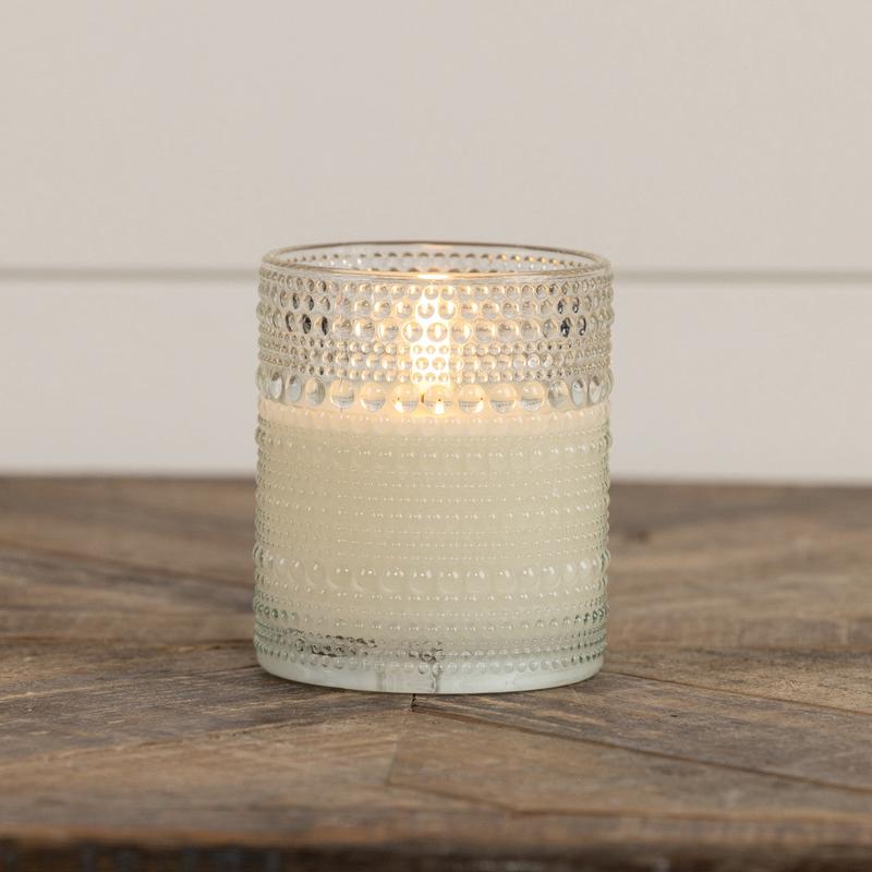 4" Dotted Glass 3d Flameless Wax Candle