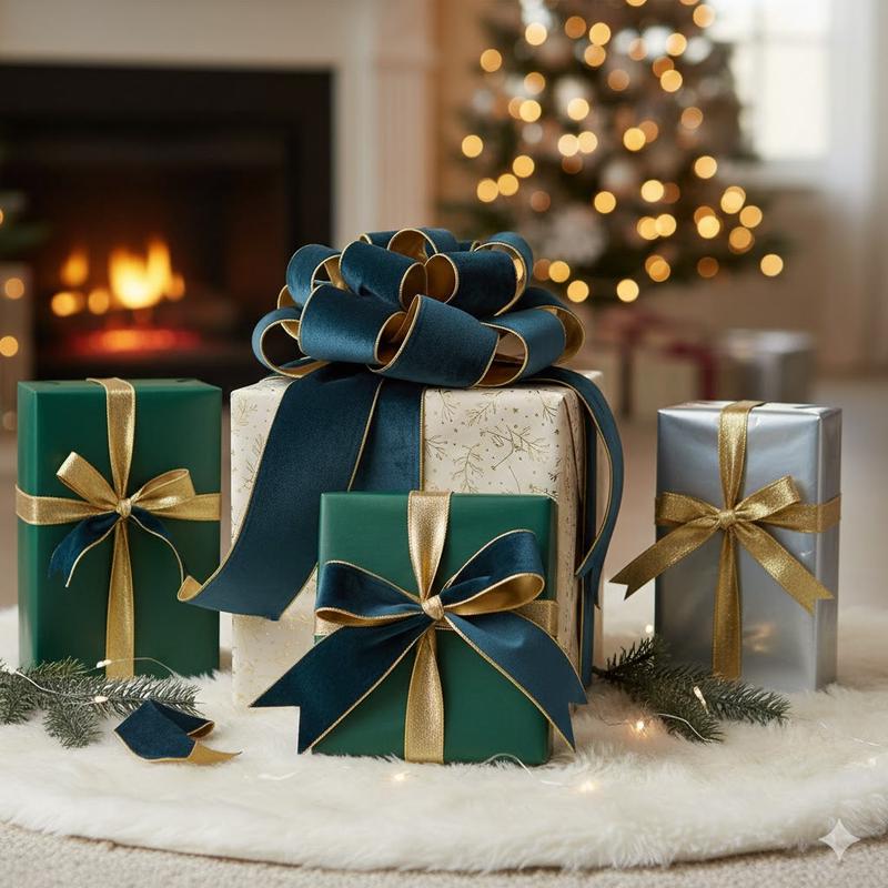 5 Yards Midnight Blue Velvet with Gold Edge and Reverse Ribbon