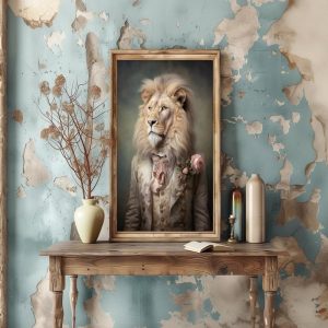 8x10 Charming Lion Print Wall Decor