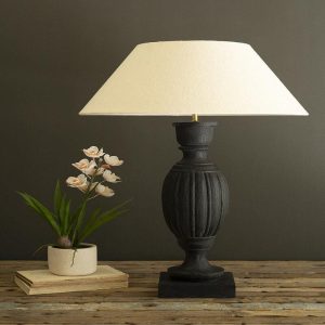 Black Turned Mango Wood Table Lamp