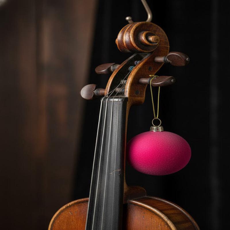 Cody Foster 3" Velvet Glass Christmas Ball - Fushia