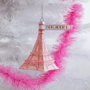 Cody Foster Pink Eiffel Tower Glass Ornament
