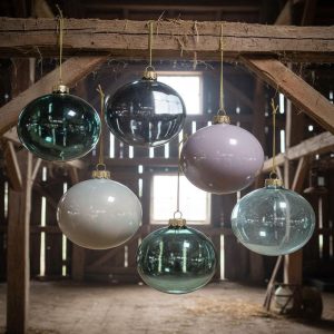 Cody Foster Set of 6 Different Hues 6" Glass Ornaments - Blue Grey