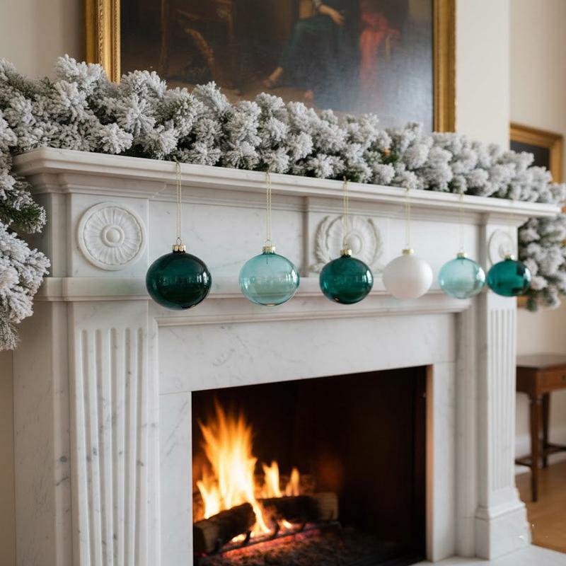 Cody Foster Set of 6 Different Hues 6" Glass Ornaments - Teal