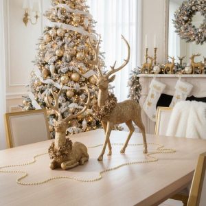 Gold Holiday Deer  - Choose Standing or Sitting