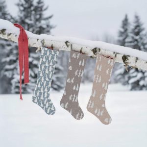 Hand-Embroidered Kantha Stitch Stonewashed Voile Christmas Stocking - Choose Style