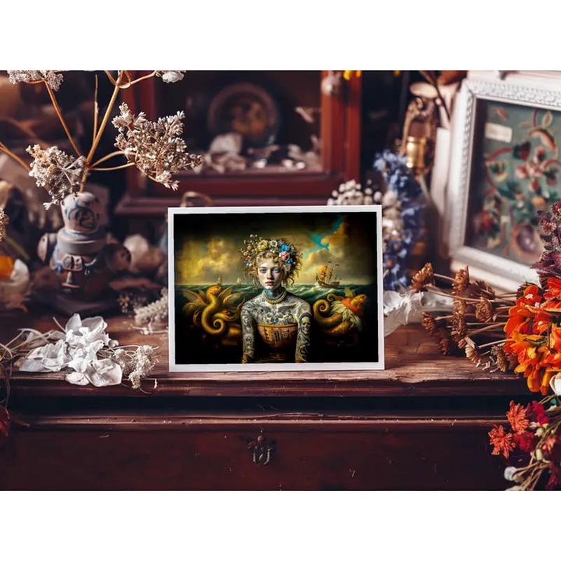 Tattooed Mermaid - Note Card