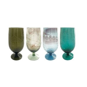 13oz. Hand-Blown Etched Recycled Drinking Glass - Choose Color