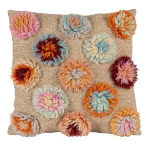 20" New Zealand Wool Pillow with Tufted Circles