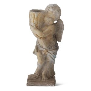 23.5" Patina Cherub Garden Statue