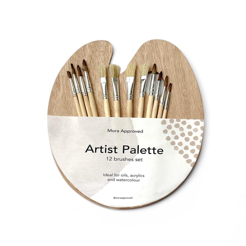 Artist Pallete with 12 Paint Brushes