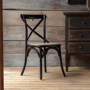 Black Wooden Cross Back Chair