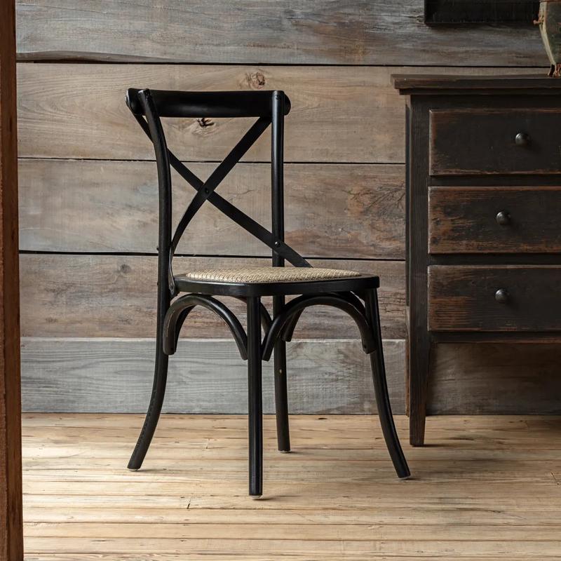 Black Wooden Cross Back Chair