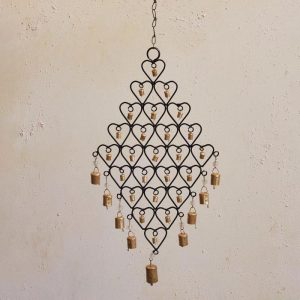 Hanging Metal Hearts Bell Chime