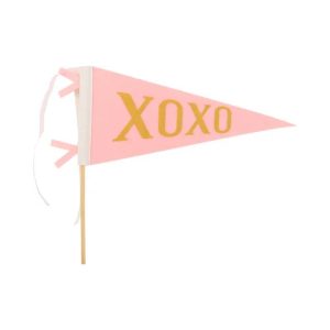 Hugs and Kisses Valentine Felt Pennant - Light Pink