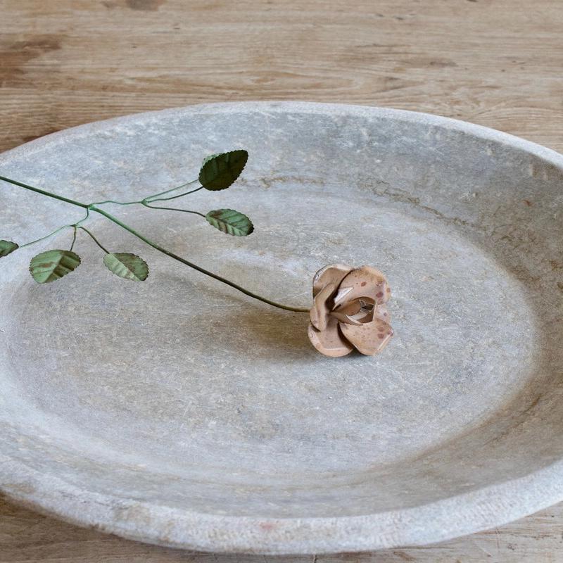 Rustic Pink Metal Rose Flower Stem