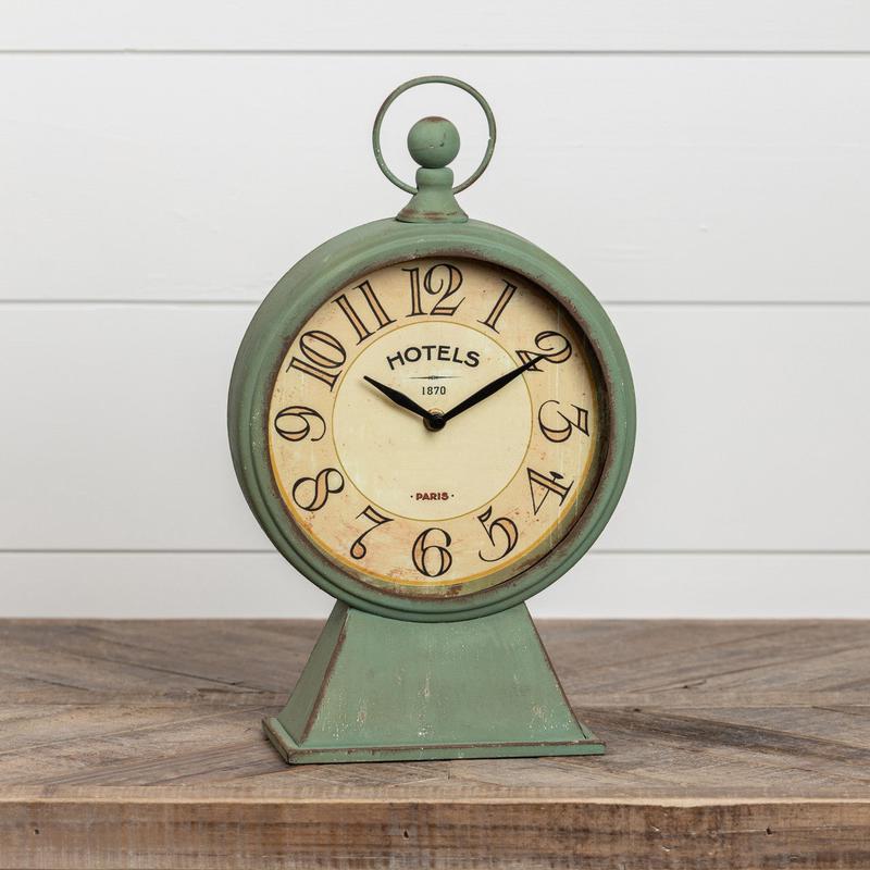Aged Green Tabletop Clock