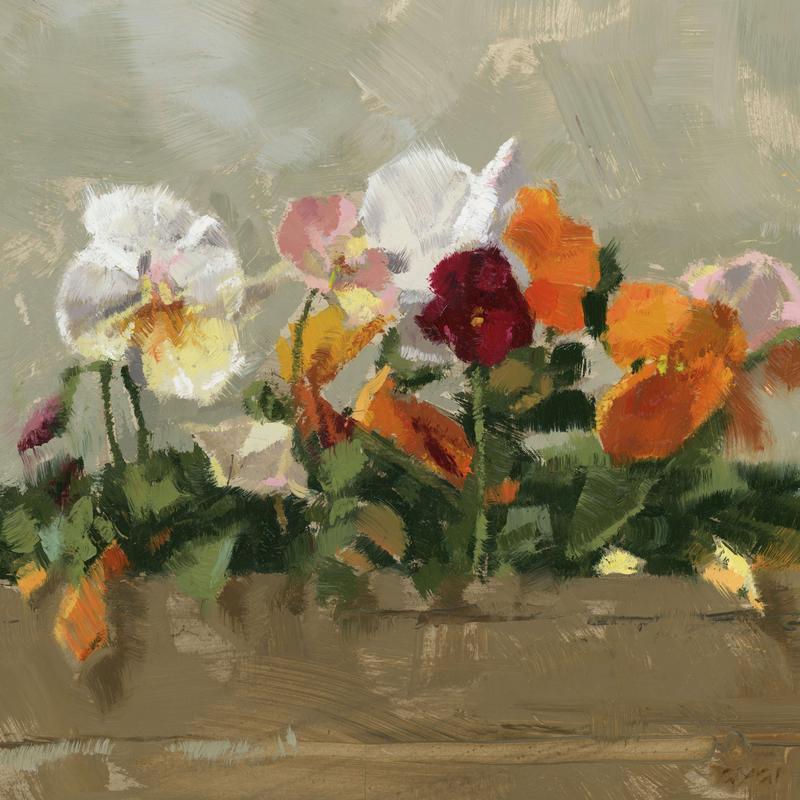 Farmhouse Pansies on Canvas Artwork Wall Decor - Choose Size