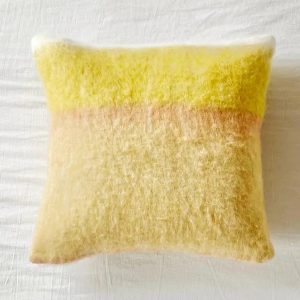 20" Mohair Lemonade - Mohair Color Blocked Stripe Square Pillow