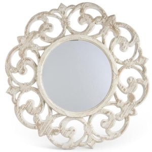 30" Whitewashed Scroll Framed Mirror