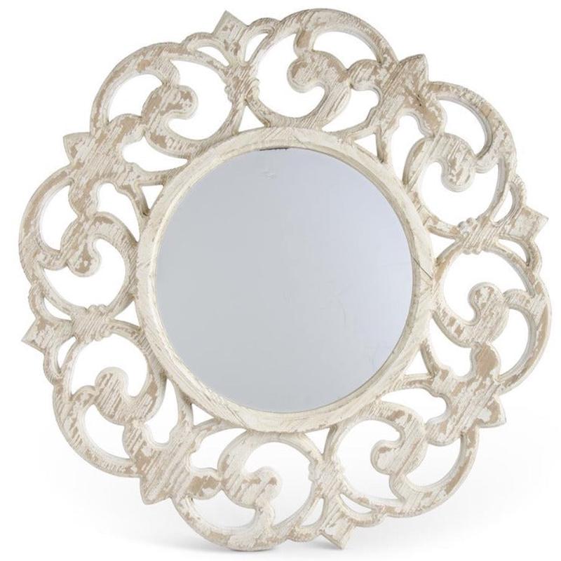 30" Whitewashed Scroll Framed Mirror
