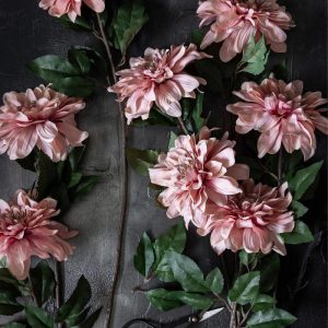 32" Faux Dahlia Stem - Flamingo