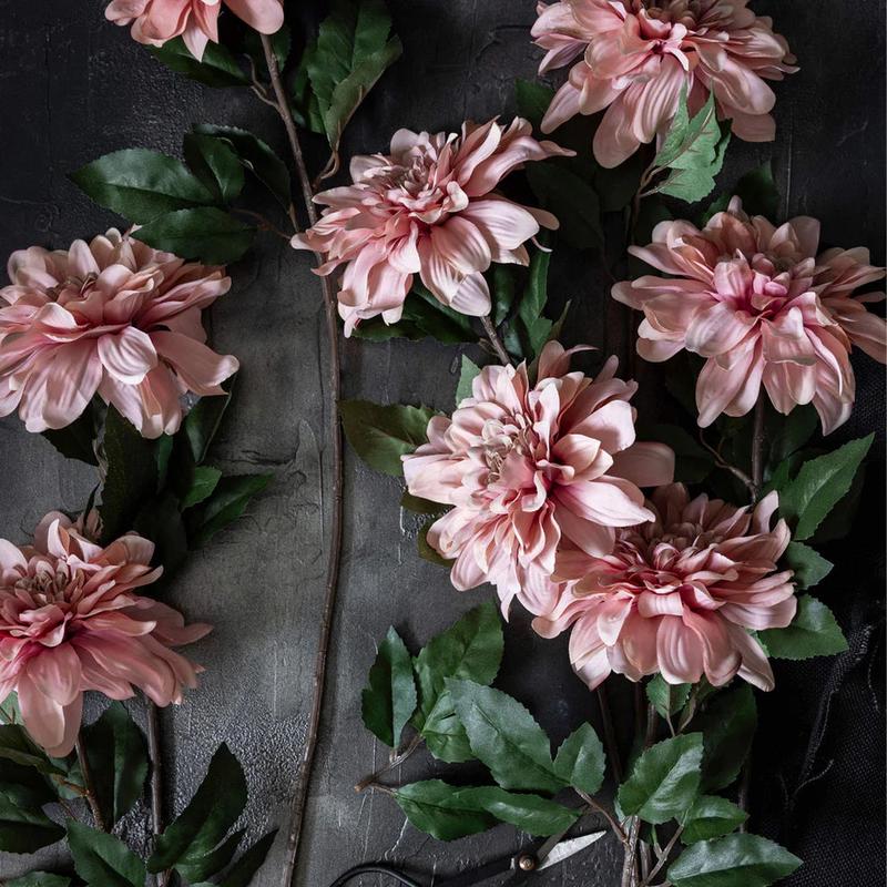 32" Faux Dahlia Stem - Flamingo