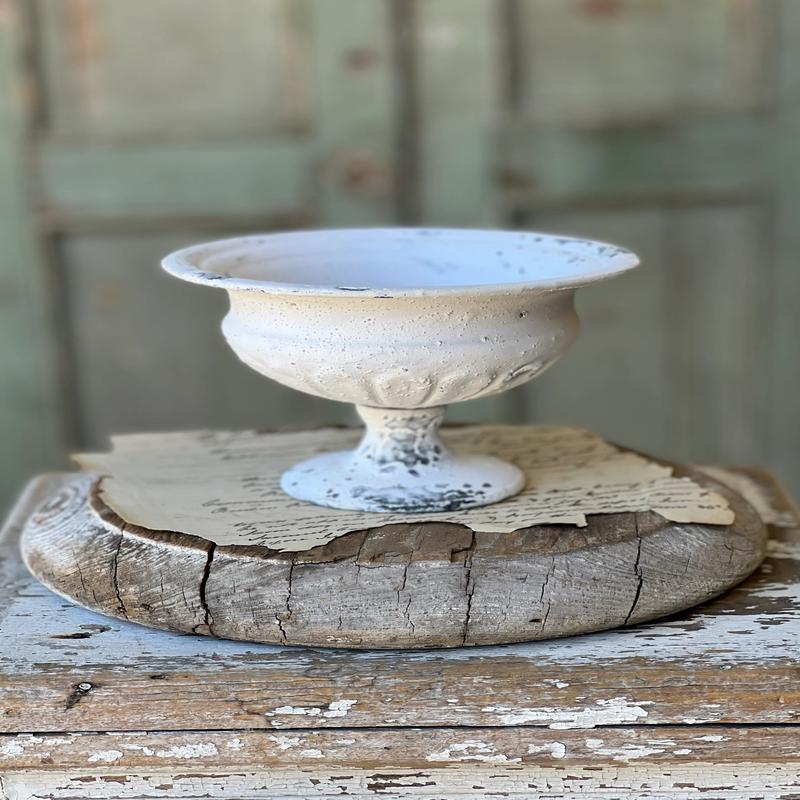 Distressed White Urn