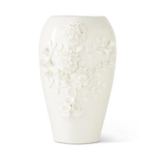 White Ceramic Handcrafted Dianthus Vase