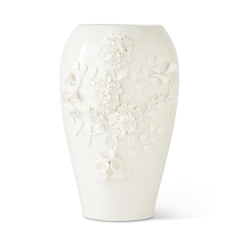 White Ceramic Handcrafted Dianthus Vase