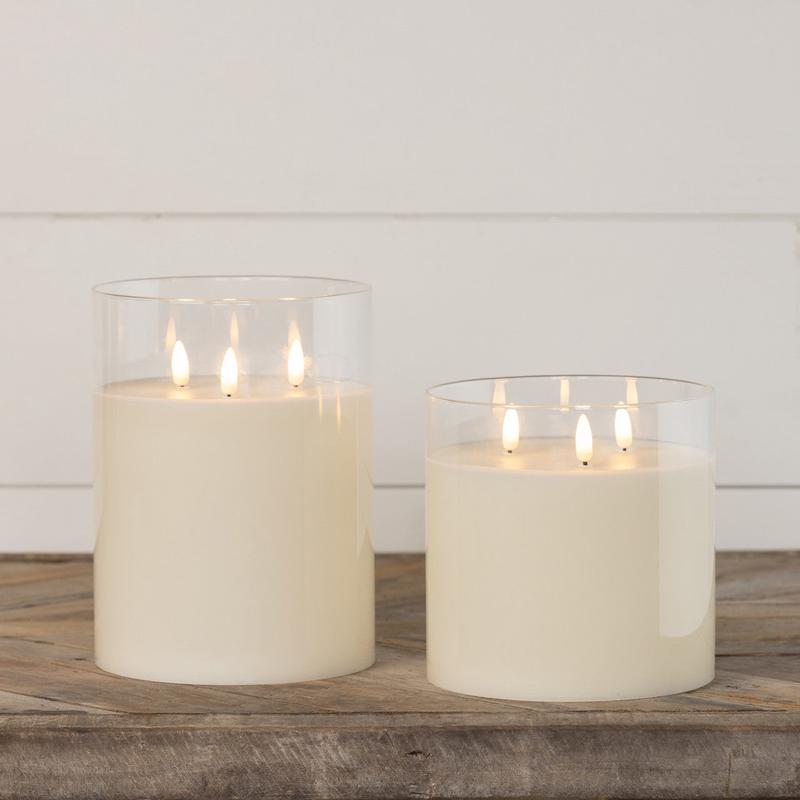 Glass 3D Flameless Wax Candle - Choose Size